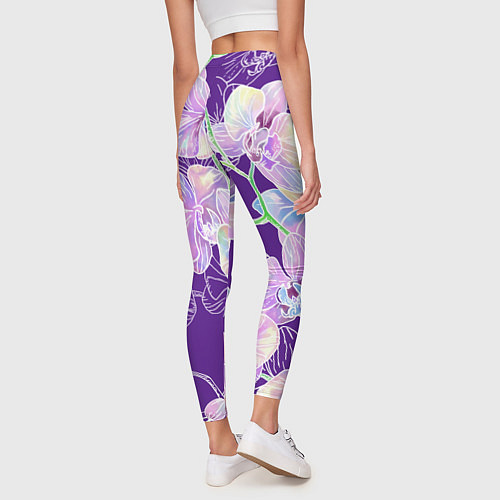 Женские легинсы Японские акварельные орхидеи / 3D-принт – фото 4