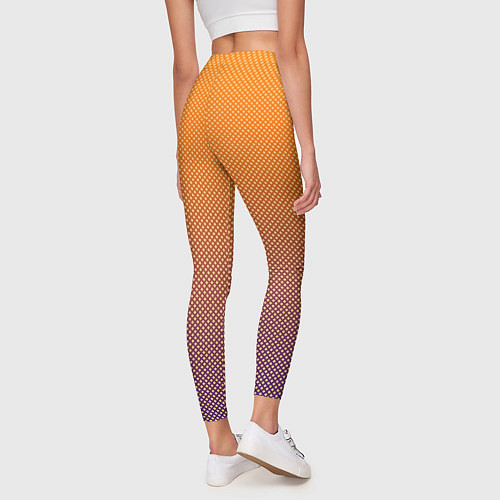 Женские легинсы Градиент оранжевый в фиолетовый мелкий ромбик / 3D-принт – фото 4