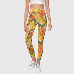 Леггинсы женские Апельсиновый фреш сочные дольки, цвет: 3D-принт — фото 2