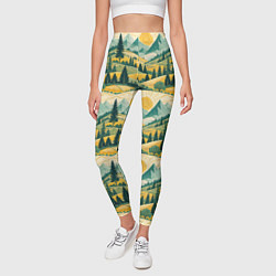 Леггинсы женские Горные пейзажи ретро стиль, цвет: 3D-принт — фото 2