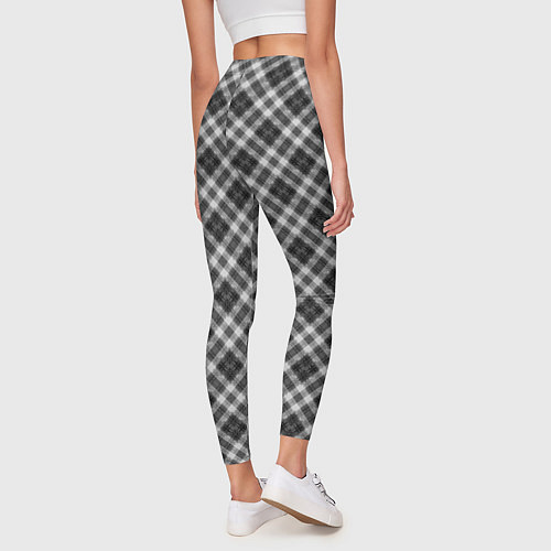 Женские легинсы Косая черно белая клетка / 3D-принт – фото 4