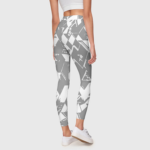 Женские легинсы Светлый серый геометричный паттерн / 3D-принт – фото 4