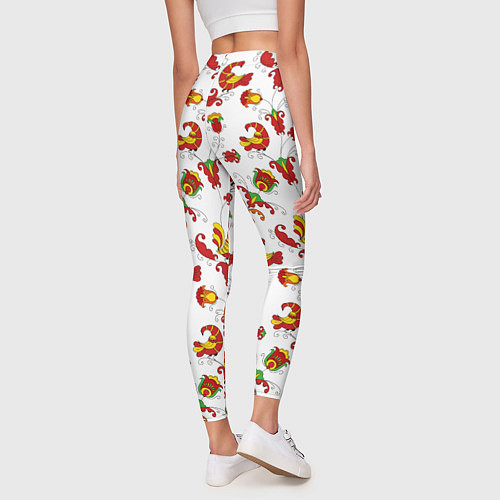 Женские легинсы Русский народный орнамент в стиле росписей Северно / 3D-принт – фото 4