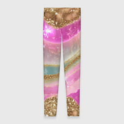 Леггинсы женские Фиолетово-розовая текстура с блестками, цвет: 3D-принт
