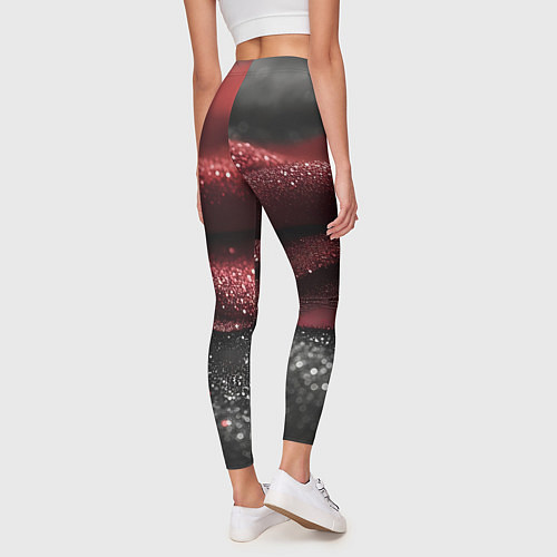 Женские легинсы Черно-красная волнистая текстура / 3D-принт – фото 4