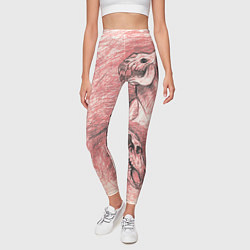 Леггинсы женские Черепа лошадей - эскиз, цвет: 3D-принт — фото 2