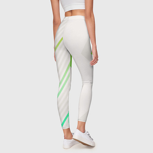 Женские легинсы Color white line green / 3D-принт – фото 4