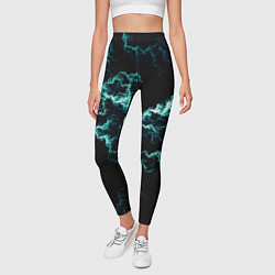 Леггинсы женские Lightning light blue glow, цвет: 3D-принт — фото 2