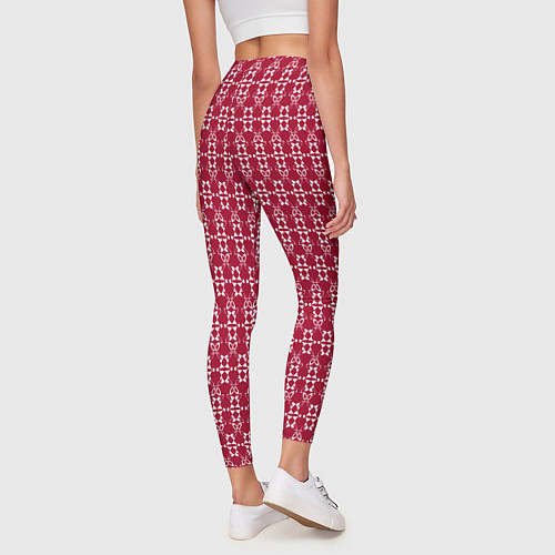 Женские легинсы Красно белый геометрический узор ретро / 3D-принт – фото 4