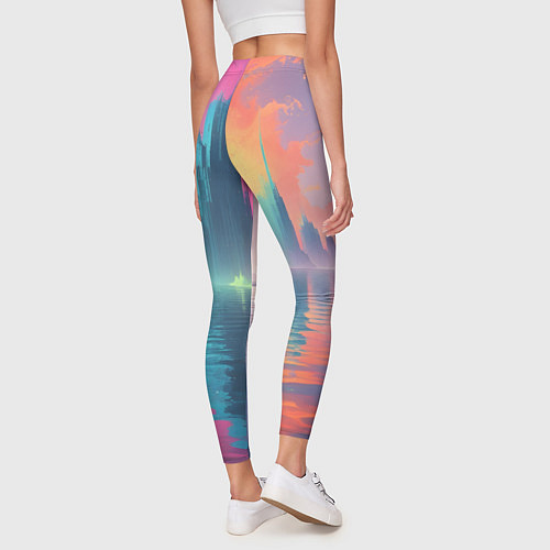 Женские легинсы Город в розовом тумане / 3D-принт – фото 4