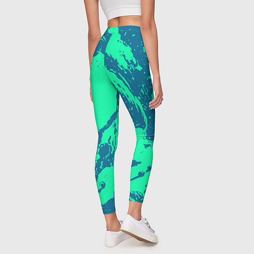 Женские легинсы Сине-зелёный абстракция краски / 3D-принт – фото 4