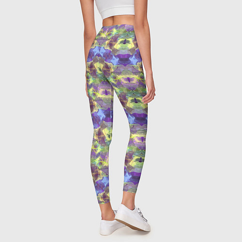 Женские легинсы Неоновый акварельный орнамент икат / 3D-принт – фото 4