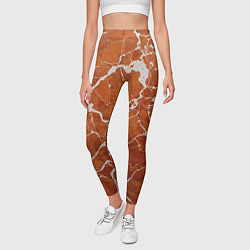 Леггинсы женские Темно-оранжевый мрамор, цвет: 3D-принт — фото 2