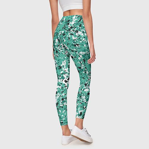 Женские легинсы Бирюзовый с чёрно-белыми пятнами / 3D-принт – фото 4