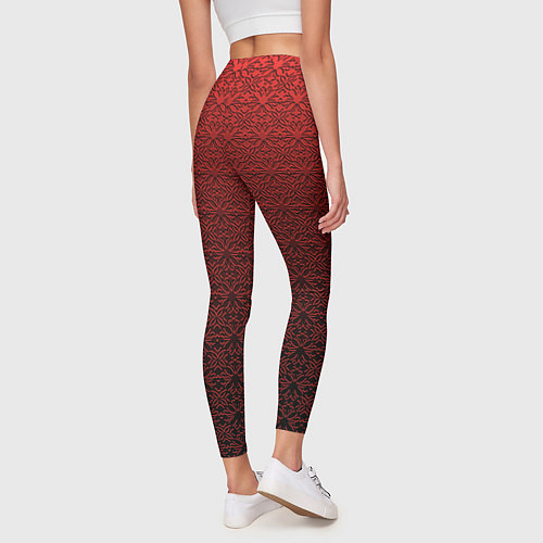 Женские легинсы Тёмно-красный цветочный орнамент градиент / 3D-принт – фото 4