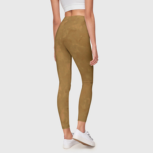 Женские легинсы Светлый оливково-коричневый однотонный текстурный / 3D-принт – фото 4
