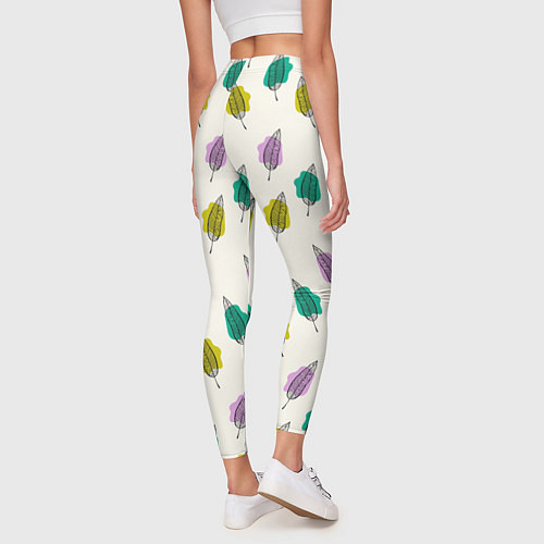 Женские легинсы Листья на пятнах / 3D-принт – фото 4