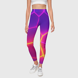 Леггинсы женские Синие плиты с фиолетовым свечением, цвет: 3D-принт — фото 2