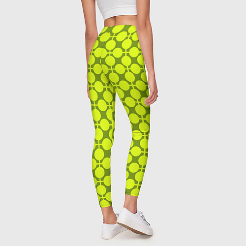 Женские легинсы Желто зеленый неоновый узор ретро в горох / 3D-принт – фото 4