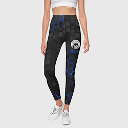 Леггинсы женские Робокоп - соты с синей подсветкой, цвет: 3D-принт — фото 2