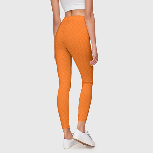 Женские легинсы ФК Урал - текстура оранжевая / 3D-принт – фото 4