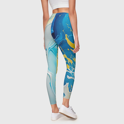 Женские легинсы Масляные краски, брызги, желтые белые синие цвета / 3D-принт – фото 4