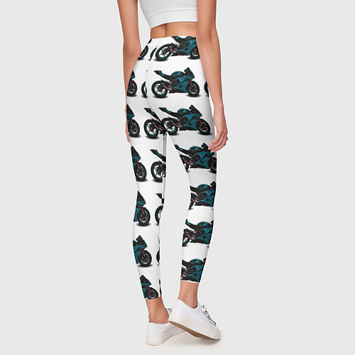 Женские легинсы Motorbike blue / 3D-принт – фото 4