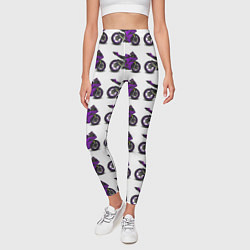 Леггинсы женские Motorcycle purple, цвет: 3D-принт — фото 2