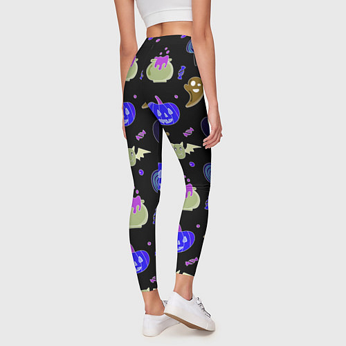 Женские легинсы Halloween blue black pumpkin / 3D-принт – фото 4