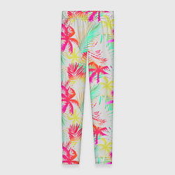 Леггинсы женские Palm yellow pink, цвет: 3D-принт