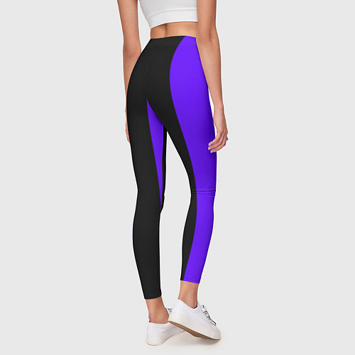 Женские легинсы Color purple black stripes / 3D-принт – фото 4
