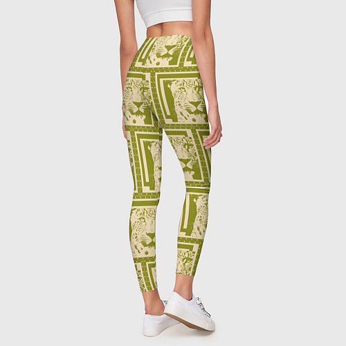 Женские легинсы Леопард в оливковом / 3D-принт – фото 4