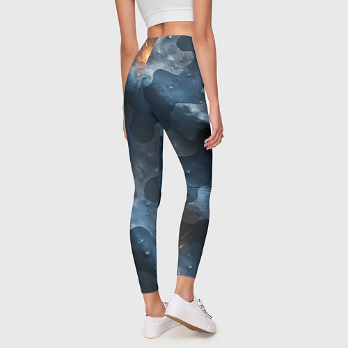 Женские легинсы Синий камуфляж с каплями / 3D-принт – фото 4