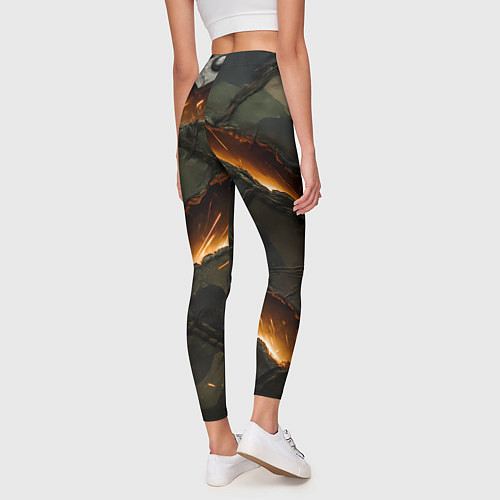 Женские легинсы Порванная камуфляжная ткань с огнем / 3D-принт – фото 4