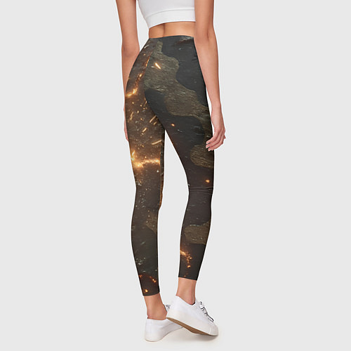 Женские легинсы Искры в разломах на камуфляже / 3D-принт – фото 4
