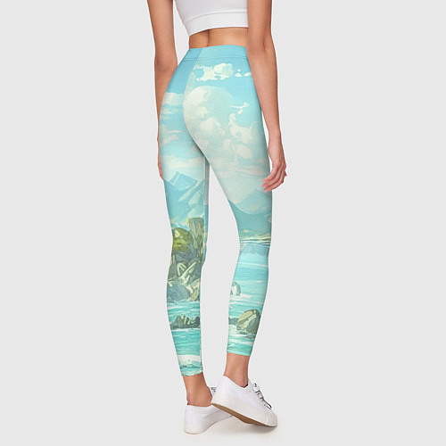 Женские легинсы Художественный берег со скалами / 3D-принт – фото 4