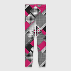 Леггинсы женские Красно черная абстрактная геометрия пэчворк, цвет: 3D-принт