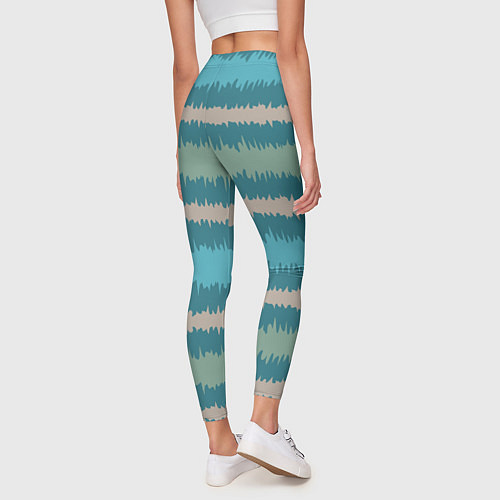Женские легинсы Полосы зигзагообразные голубые / 3D-принт – фото 4