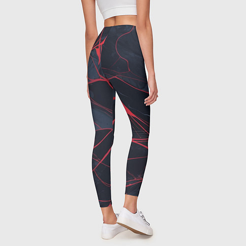 Женские легинсы Мраморные узоры из переплетений красных линий / 3D-принт – фото 4