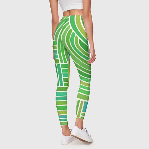 Женские легинсы Абстрактный узор зеленый / 3D-принт – фото 4