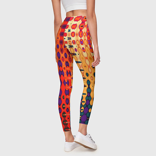 Женские легинсы Красно-жёлтый абстракция / 3D-принт – фото 4