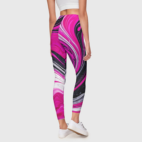 Женские легинсы Розово белая абстракция / 3D-принт – фото 4
