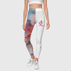Леггинсы женские Иероглиф любовь - абстрактный паттерн, цвет: 3D-принт — фото 2