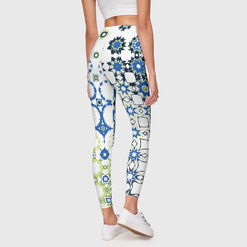Женские легинсы Сине-зеленая абстракция / 3D-принт – фото 4