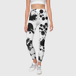Леггинсы женские Чёрно-белые кляксы - абстракция, цвет: 3D-принт — фото 2