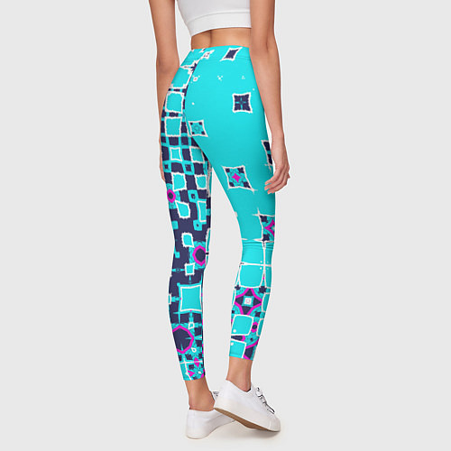 Женские легинсы Геометрическая метаморфоза на бирюзе / 3D-принт – фото 4