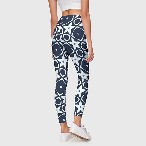 Женские легинсы Звезды и ромбы на синем / 3D-принт – фото 4