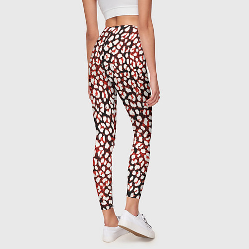 Женские легинсы Тёмный красный с белыми пятнышками / 3D-принт – фото 4