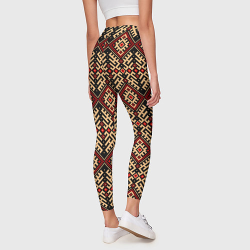 Женские легинсы Славянский вышивной орнамент макошь / 3D-принт – фото 4