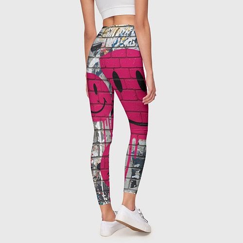 Женские легинсы Розовые смайлы граффити / 3D-принт – фото 4